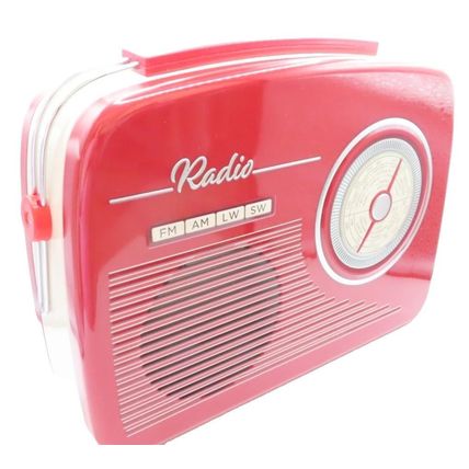Red Radio Shaped Tin with 200 Grams Shortbread Biscuits 18.5 CM Food Gift