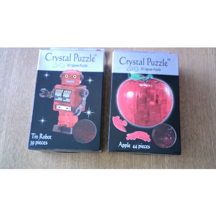 3D CRYSTAL PUZZLES - TIN ROBOT & APPLE (2 Puzzles)
