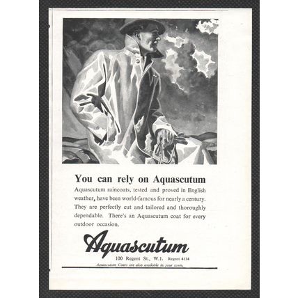 Aquascutum Raincoats :- Original Vintage 1947 Advert ~ POST FREE