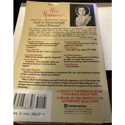 Miss Manners Guide to Excruciatingly Correct Behavior Paperback 1988