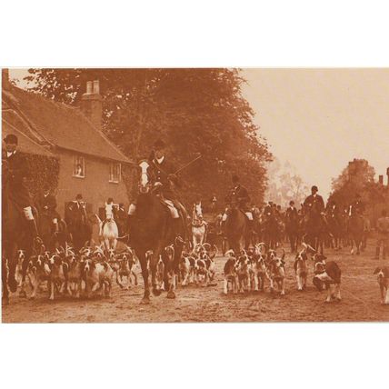 Postcard Quorn Hunt Meet 1908 Edwardian Fox Hunting Hound Horse - Nostalgia