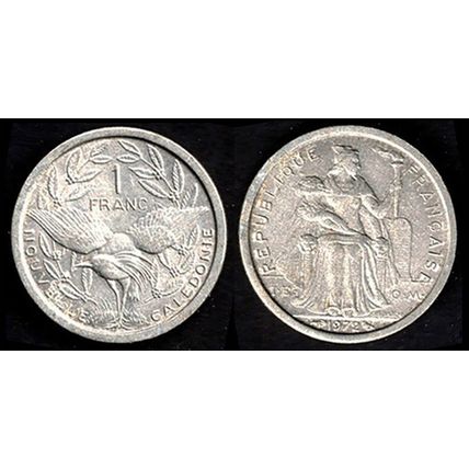 New Caledonia 1F 1952 Kagu Bird and Marianne Used Coin