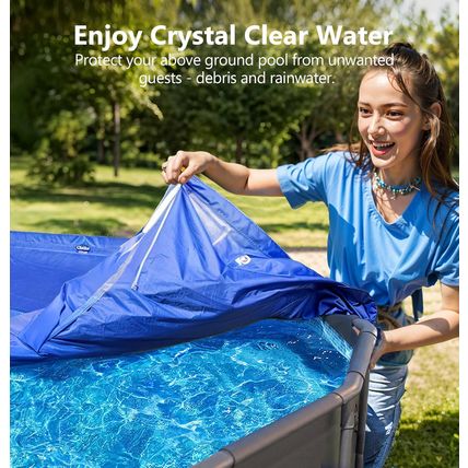 Winter Pool Cover 15FT/18FT/21FT/24FT - 18 Foot round Pool Cover, 4 Foot Overlap