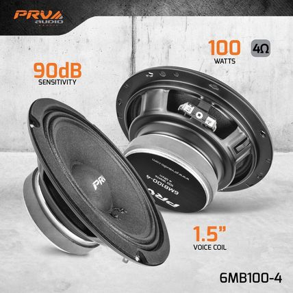 PRV AUDIO 6.5 Inch Car Speakers 200 Watts 4 Ohm, 6MB100-4 Factory Replacement Ca