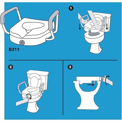 Carex E-Z Lock Raised Toilet Seat with Handles, 5" Toilet Seat Riser with Arms,