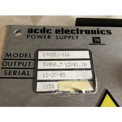 ACDC ETV551-116 POWER SUPPLY IP 100/117/200V OP:5/12V 8/1.7AMP ,AZ