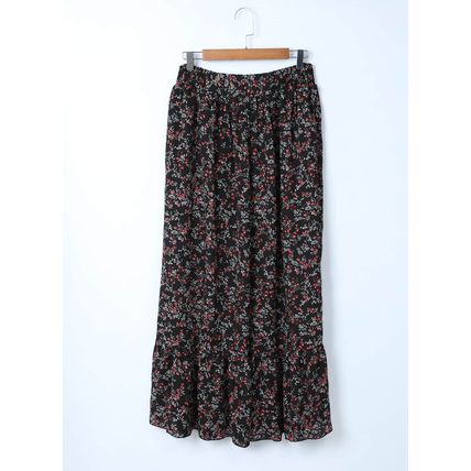 Black Multicolor Floral Ruffled Crop Top and Maxi Skirt Set