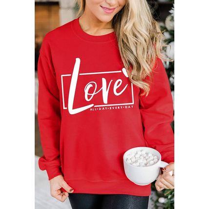 Red Valentine's Day Love Graphic Sweatshirt