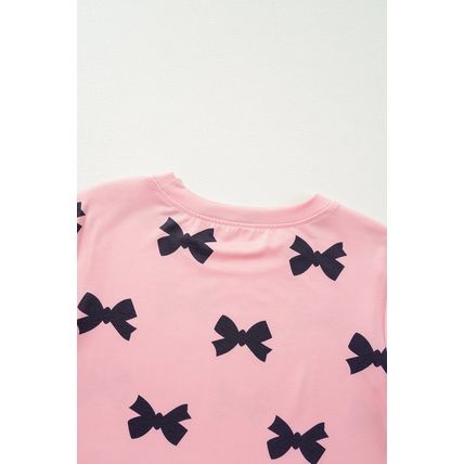 Pink Bow Printed Short 2pcs Lounge Set