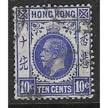 HONG KONG 1912-21 GEORGE V MULTI-CROWN CA 10c USED SG105