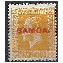 Samoa 1918 SG137 2d Yellow Mounted Mint . .