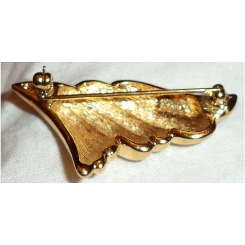 DIOR large Gold Brooch 80s Designer Womens Costume Jewelry Modern Pin