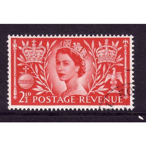 GREAT BRITAIN 1953 2 1/2d CORONATION CARMINE RED SG 532 FINE USED#3