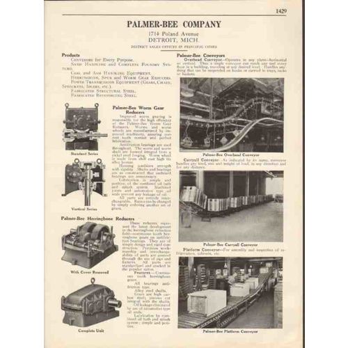 palmer-bee company 1931 herringbone worm gear reducers vintage catalog