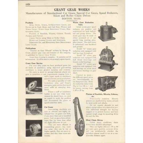 grant gear works 1931 cut gears speed reducers pinions vintage catalog