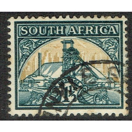 South Africa 1941 Definitive Issue 1½d Blue Green and Yellow Buff SG87 FU