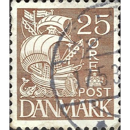 DENMARK, Sailing ship Caravel, brown 1934, 25ore, #4