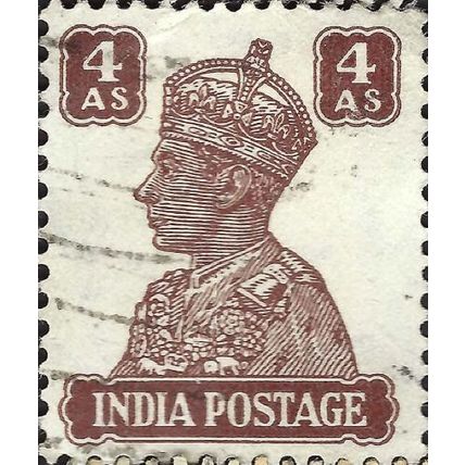INDIA, King George VI, Imperial Crown of India, brown 1941, 4anna