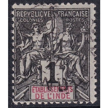 French Indian Settlements 1892 SG 1 Used (E-762 (1))