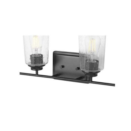 H B Evangeline 32.375" 4-Light Matte Black Vanity Light w/ Clear Seeded Glass