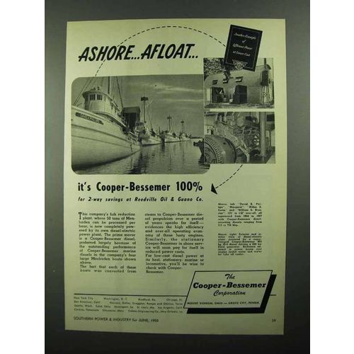 1950 Cooper-Bessemer Marine Diesels Ad - Ashore Afloat