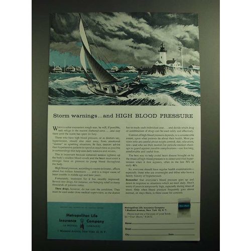 1958 Metropolitan Life Insurance Ad - Storm Warnings High Blood Pressure