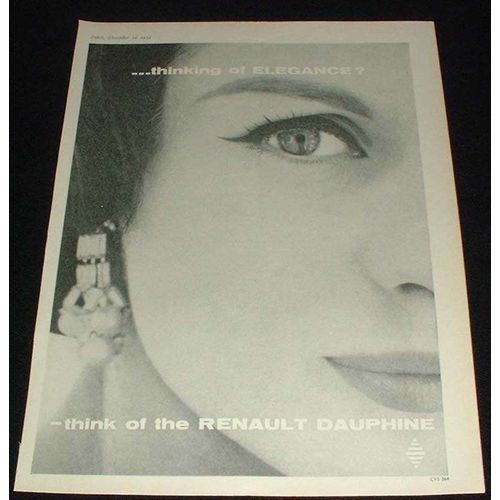 1959 Renault Dauphine Car Ad, Thinking of Elegance?!!