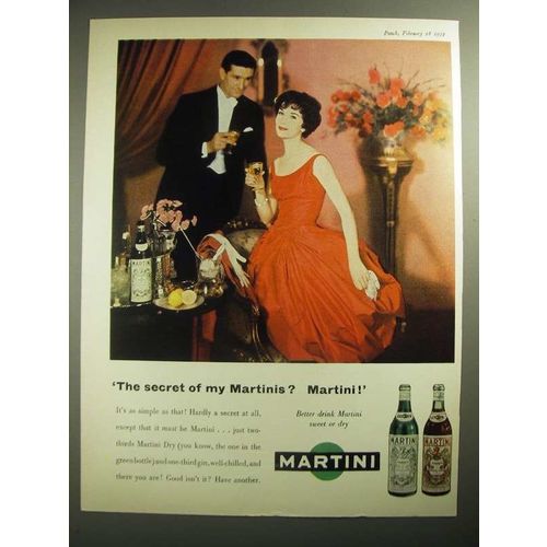 1959 Martini Vermouth Ad - The Secret of my Martinis? Martini!