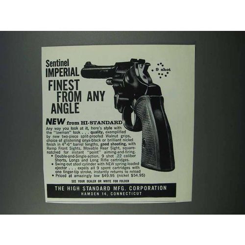 1962 High Standard Sentinel Imperial Revolver Gun Ad