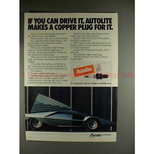 1985 Autolite Spark Plugs Ad w/ Lancia Stratos - NICE!