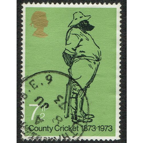 1973 County Cricket 7 ½p Black and Green SG929 FU