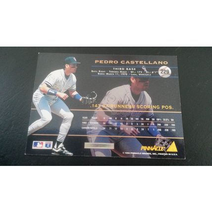 1994 Pinnacle Card # 229 Pedro Castellano Autograph Colorado Rockies