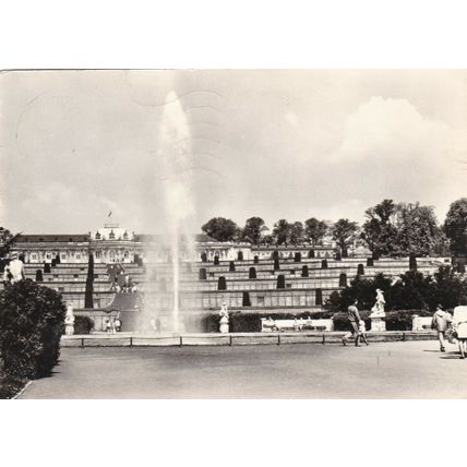Potsdam Sanssouci Schloss Germany Real Photo Postcard posted 1977 VGC