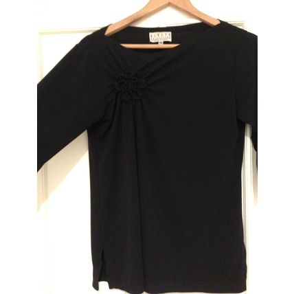 Rialto Collection by Joy Perreras Black Top Blouse 3/4 Sleeve Women's Size S