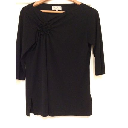 Rialto Collection by Joy Perreras Black Top Blouse 3/4 Sleeve Women's Size S
