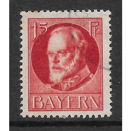 BAVARIA 1914 KING LUDWIG III 15pf RED SG E179A FINE USED