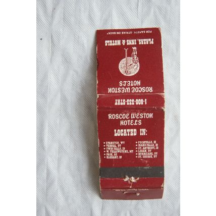 Matchbook cover Roscoe Weston Hotels, U.S.A.