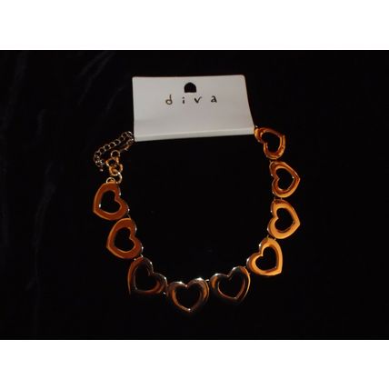 Hearts Goldtone Necklace by Diva BN with tags