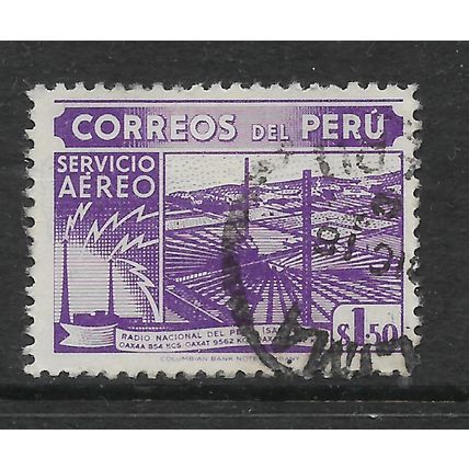 PERU 1938 LOCAL MOTIVES 1s.50 VIOLET NAT RADIO STATION SG 705 FINE USED#