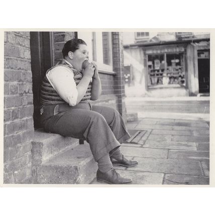 Chubby Fat Boy Devouring Bun Real Photo Postcard