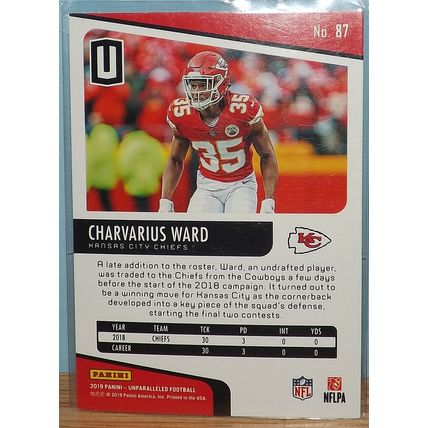 2019 Panini Unparalleled CHARVARIUS WARD (Chiefs) Rookie Card #87