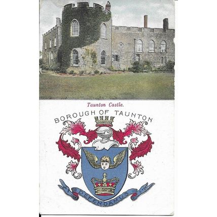 Taunton Castle - Borough of Taunton Crest - Somerset Postcard (110SOM)