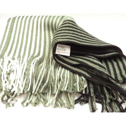 Mens Tradional Scarf Striped Shades of Grey Fringed Super Soft Boxed