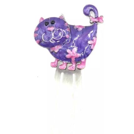 Cat Bookmark Metal Purple & Pink with Enamel & Diamante Detail 11 CM Gift