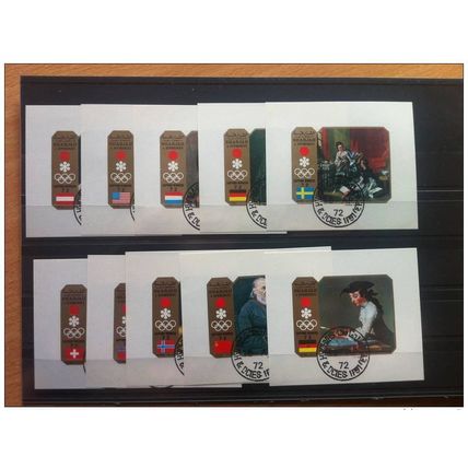 SHARJAH Serie 10 blocs feuillets JEUX OLYMPIQUES HIVER SAPPORO 1972 Oblitérés
