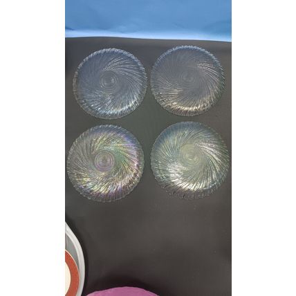 4 Vintage Arcoroc France Seabreeze Clear Glass Swirl Vortex Salad Bread Plate