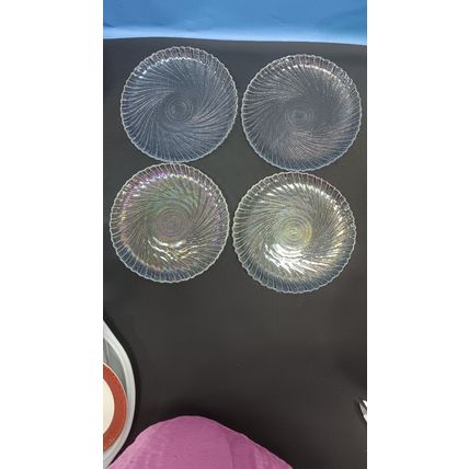 4 Vintage Arcoroc France Seabreeze Clear Glass Swirl Vortex Salad Bread Plate