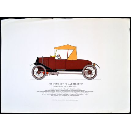 1922 PEUGEOT ‘QUADRILETTE’ 1967 George A. Oliver cars PRINT