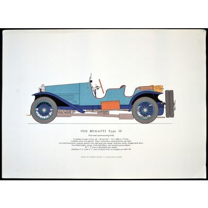 1926 BUGATTI TYPE 30 1967 George A. Oliver cars PRINT