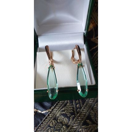 Vintage 1990-s 14 Ct Rolled Gold Peridot Earrings - Hallmarked 585 RG